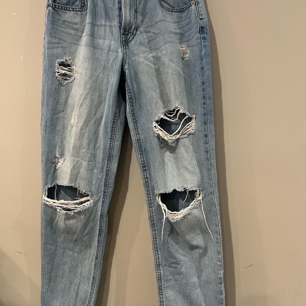 Rewash High Rise dad jeans vintage reunion Distressed Blue Jeans